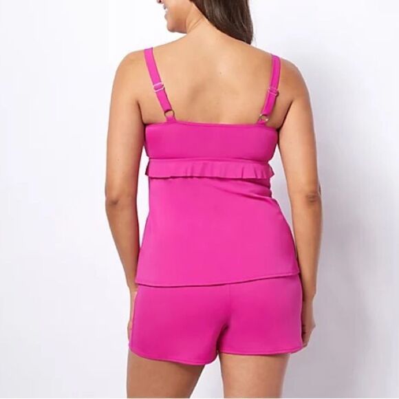 Denim & Co. Beach Ruffled Layers Tankini with Shorts - Picture 2 of 9